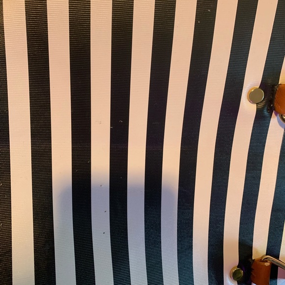 Black and white striped tote long and short strap - Picture 2 of 11